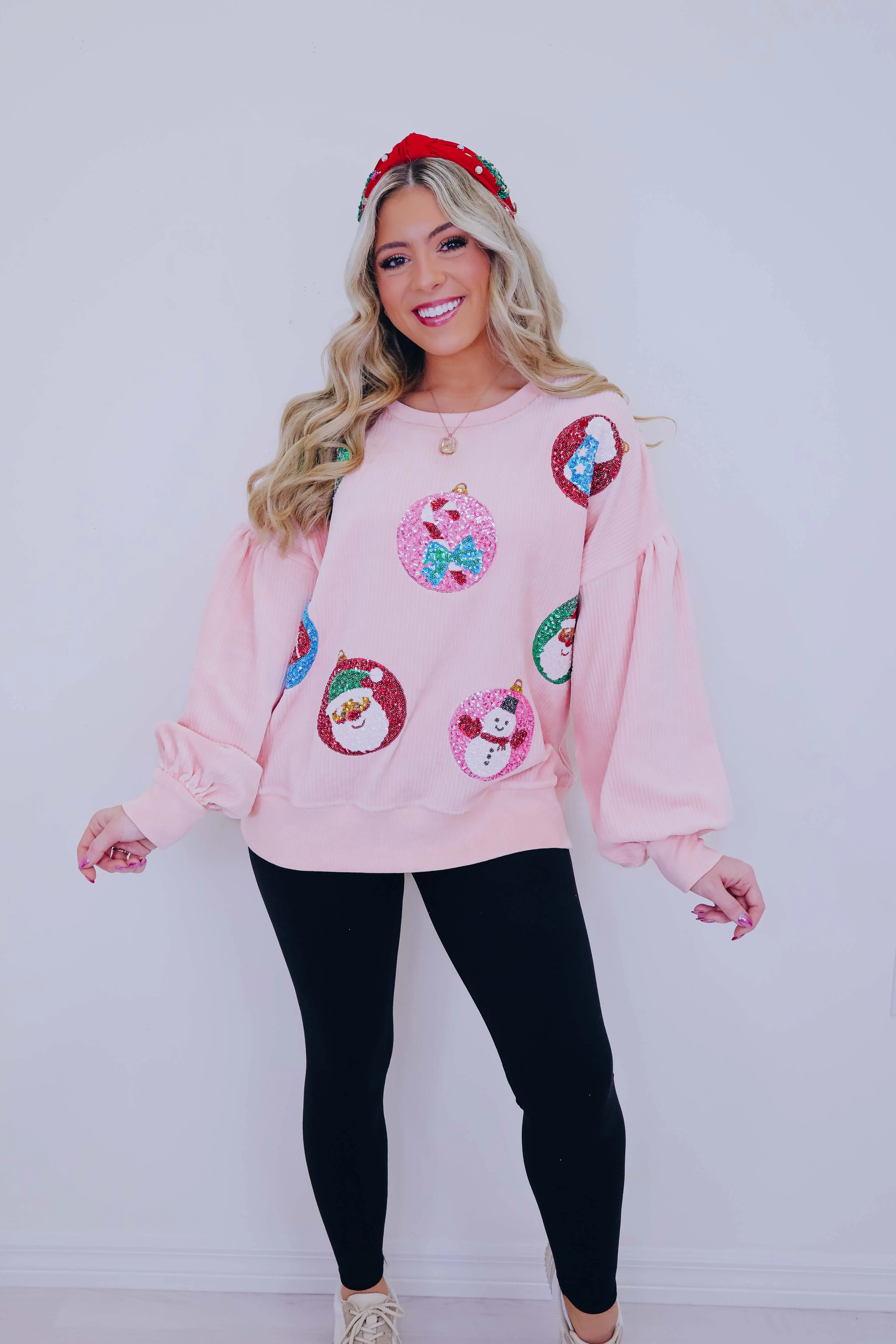 *** Sparkly Holiday Sequin Patch Corduroy Top - 2 Colors SAMPLE