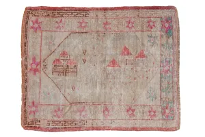 3x4 Vintage Distressed Oushak Square Rug