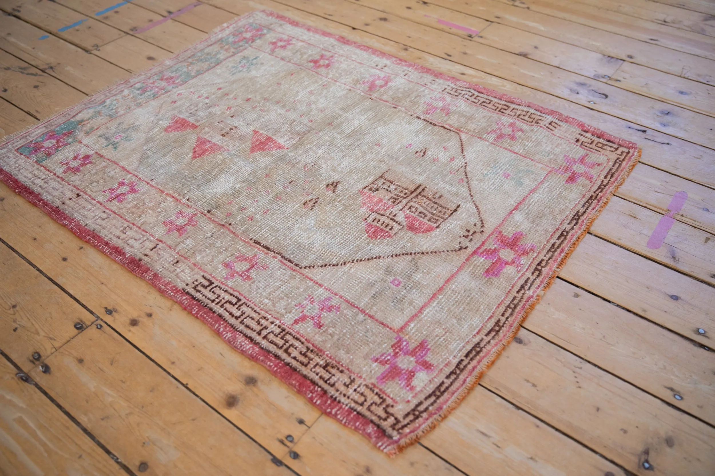 3x4 Vintage Distressed Oushak Square Rug