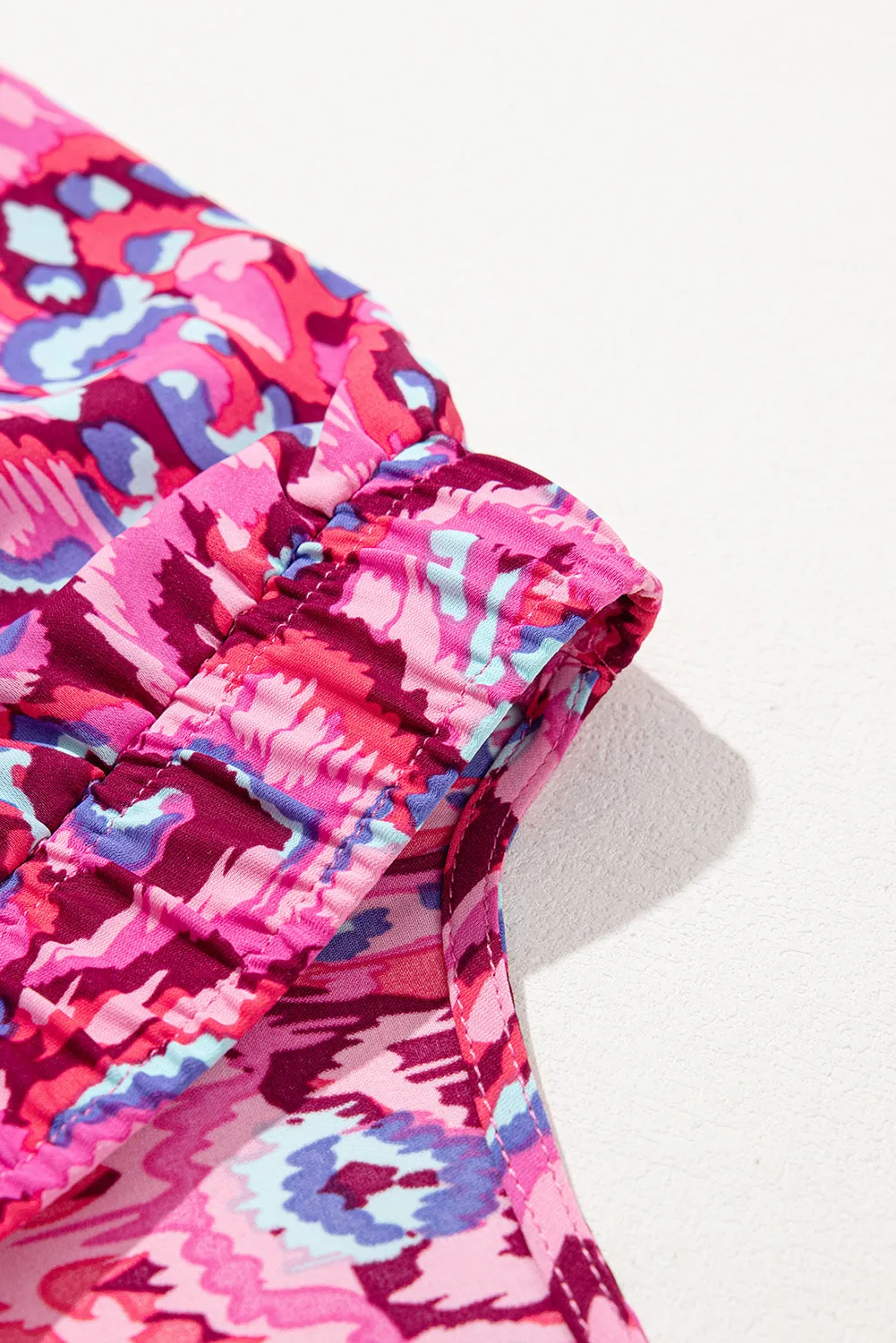 Abstract Print Batwing Sleeve V Neck High Waist Romper