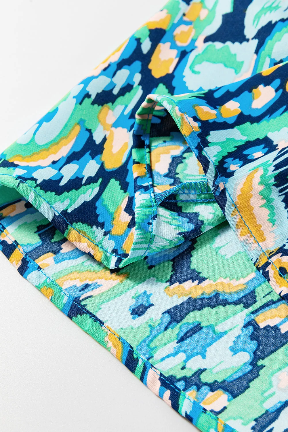 Abstract Print Batwing Sleeve V Neck High Waist Romper