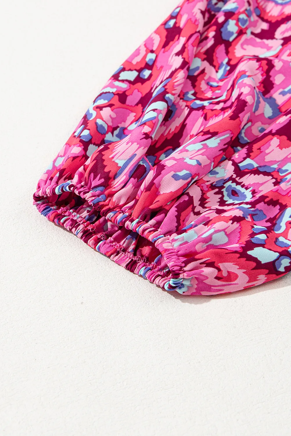 Abstract Print Batwing Sleeve V Neck High Waist Romper
