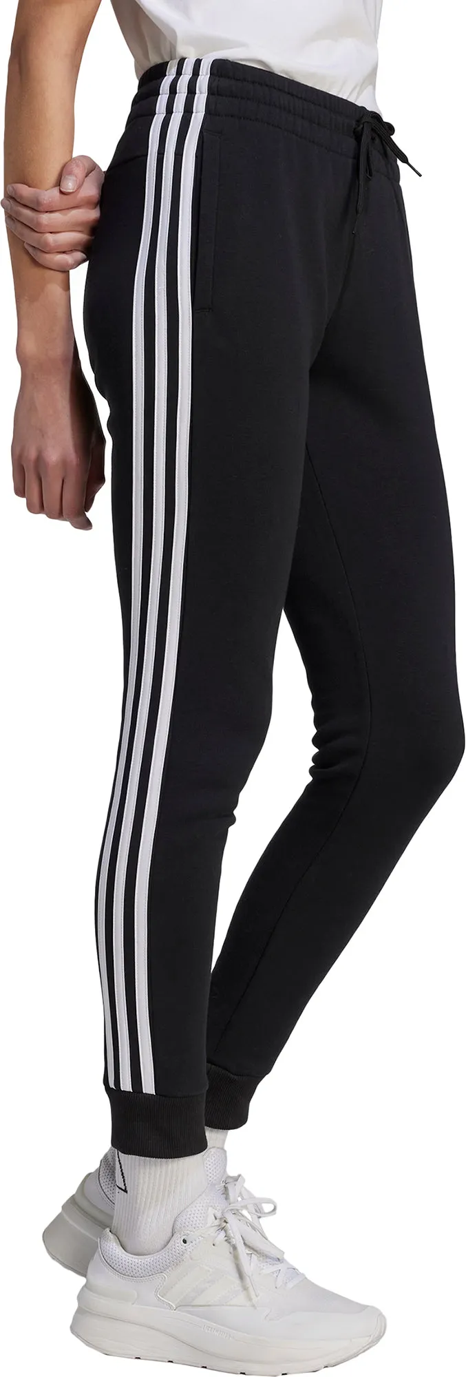 adidas Essentials 3 Stripes Womens Fleece Joggers - Black