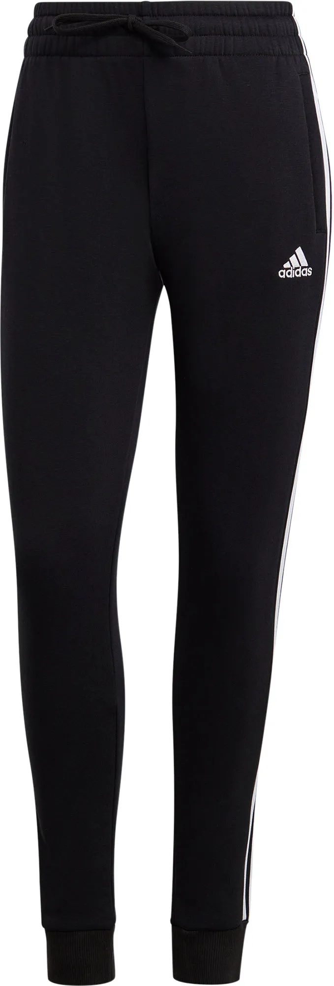 adidas Essentials 3 Stripes Womens Fleece Joggers - Black