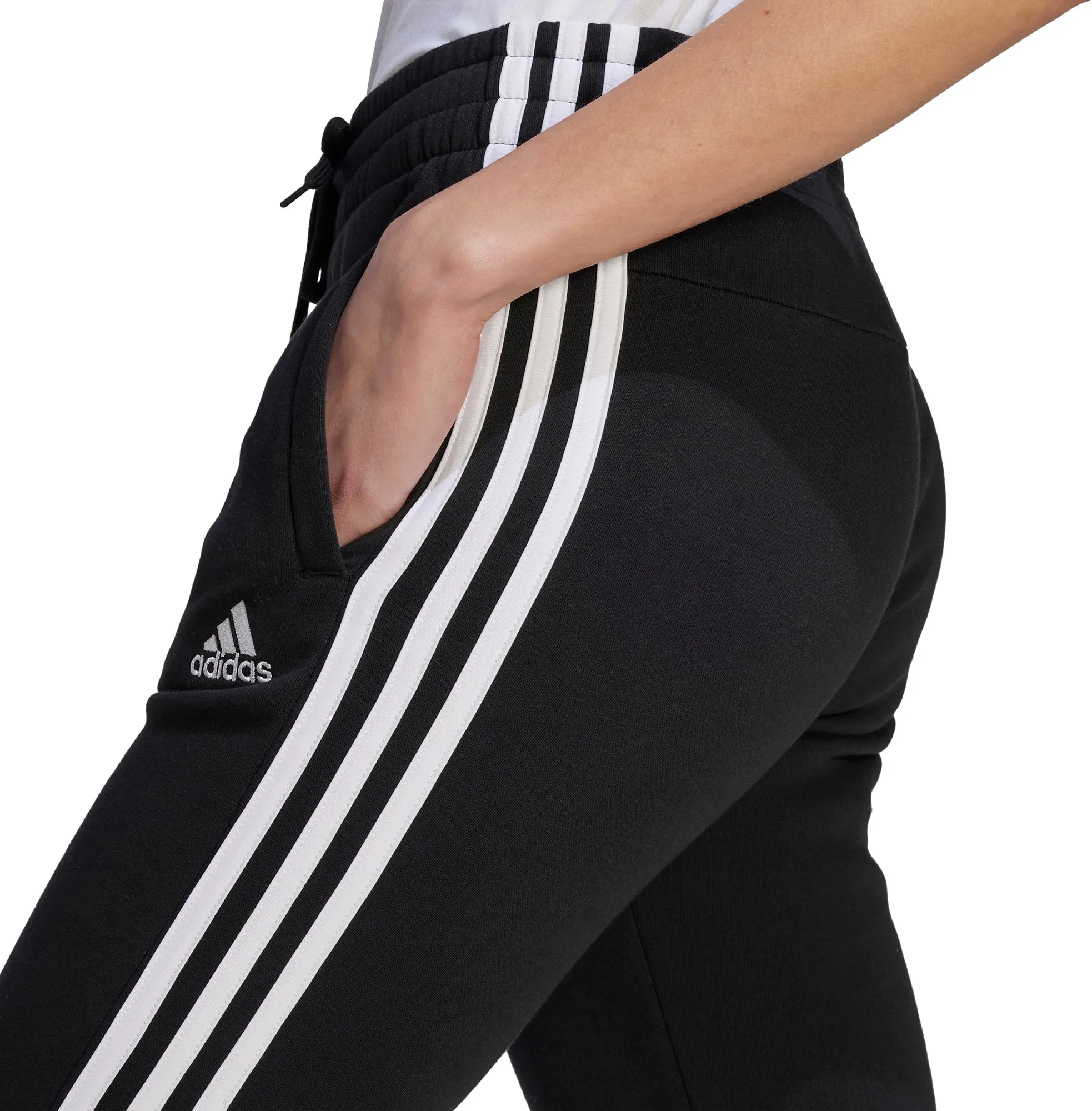 adidas Essentials 3 Stripes Womens Fleece Joggers - Black