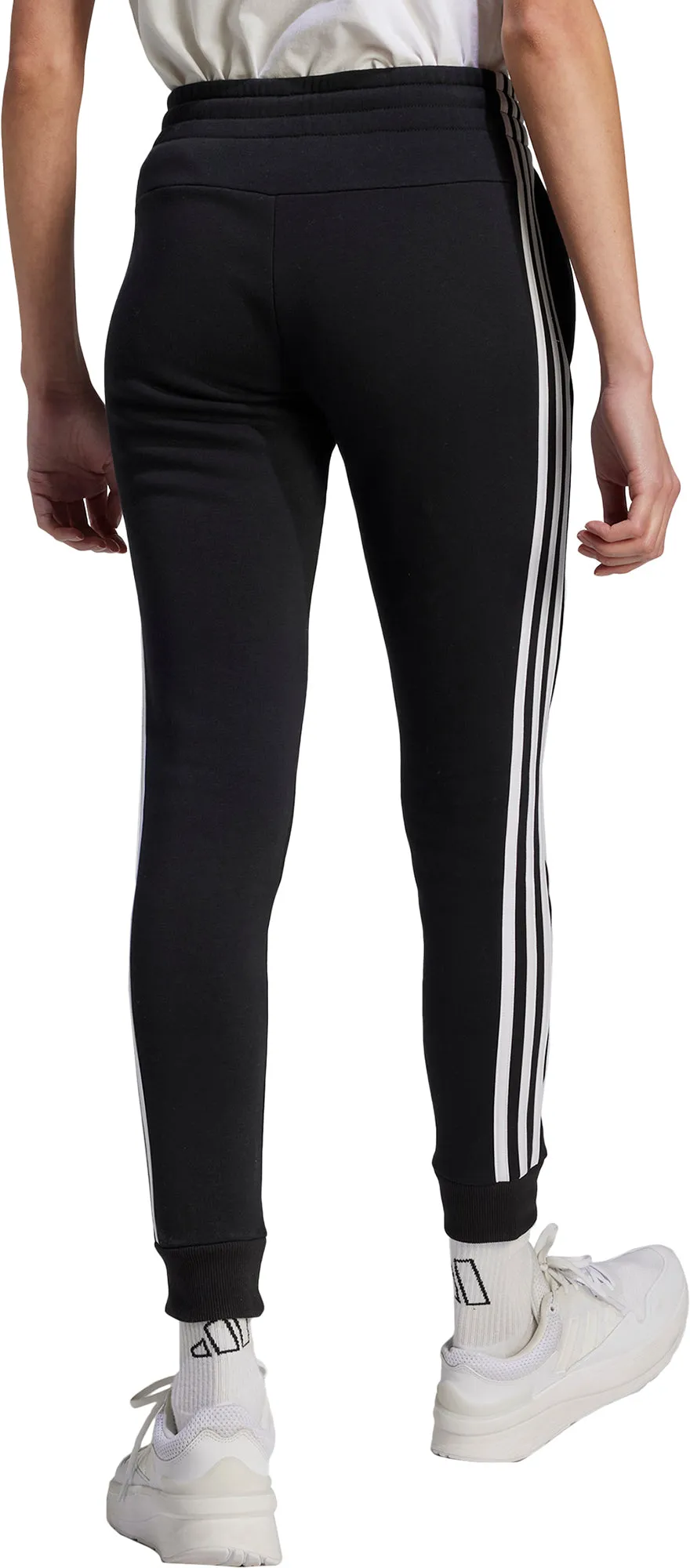 adidas Essentials 3 Stripes Womens Fleece Joggers - Black