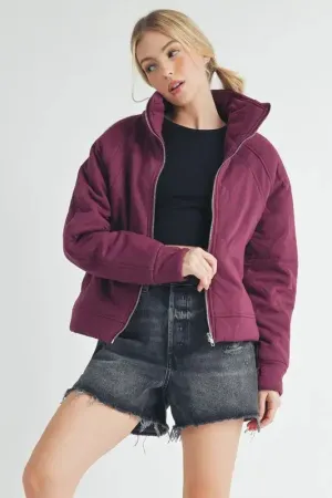 Aemi Co Zip Up Raglan Sleeve Quilted Jacket