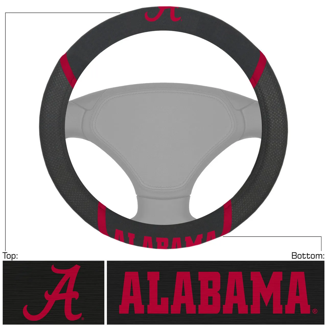 Alabama Crimson Tide Steering Wheel Cover Mesh/Stitched