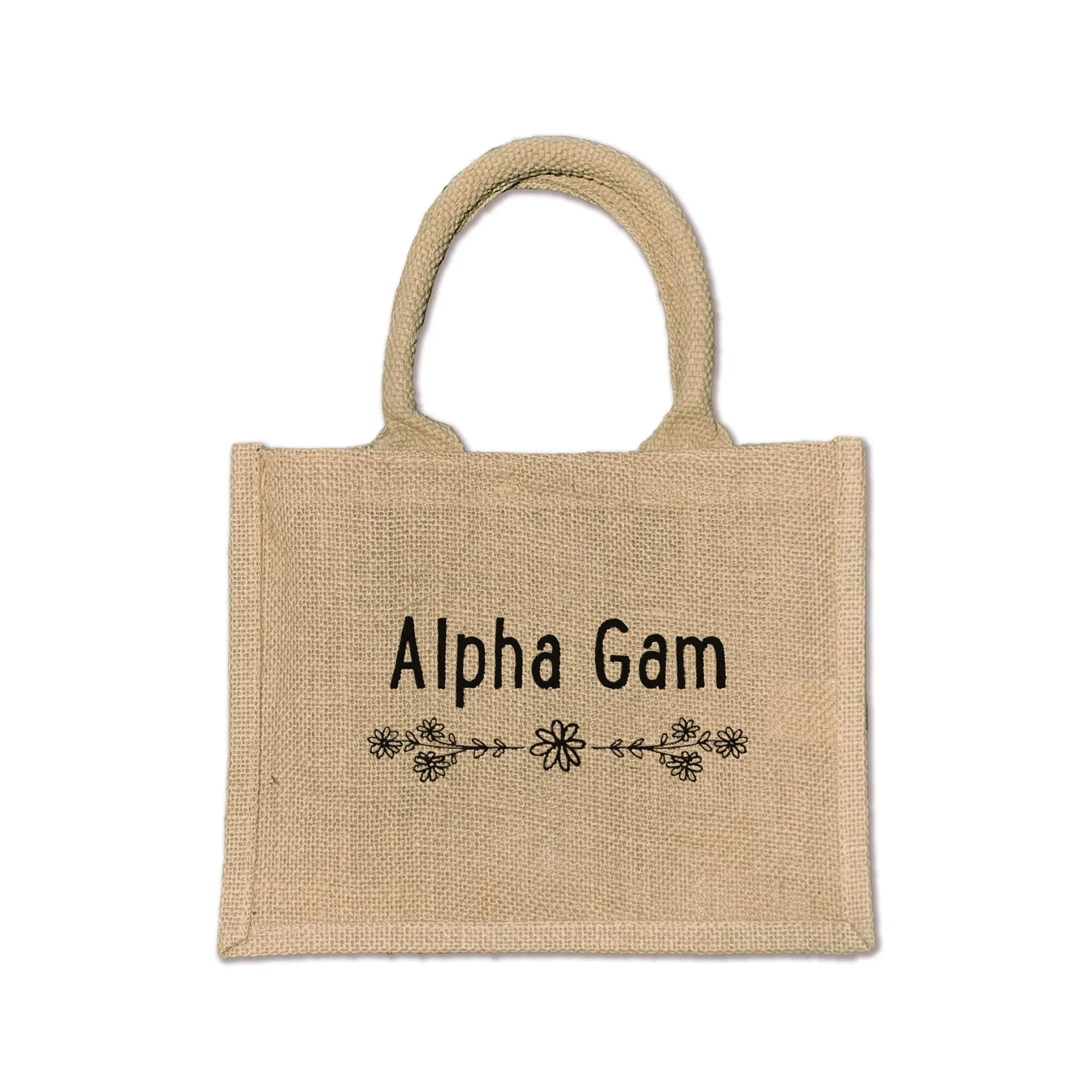 Alpha Gamma Delta Floral Burlap Sorority Tote Bag – Perfect for Greek Life and College