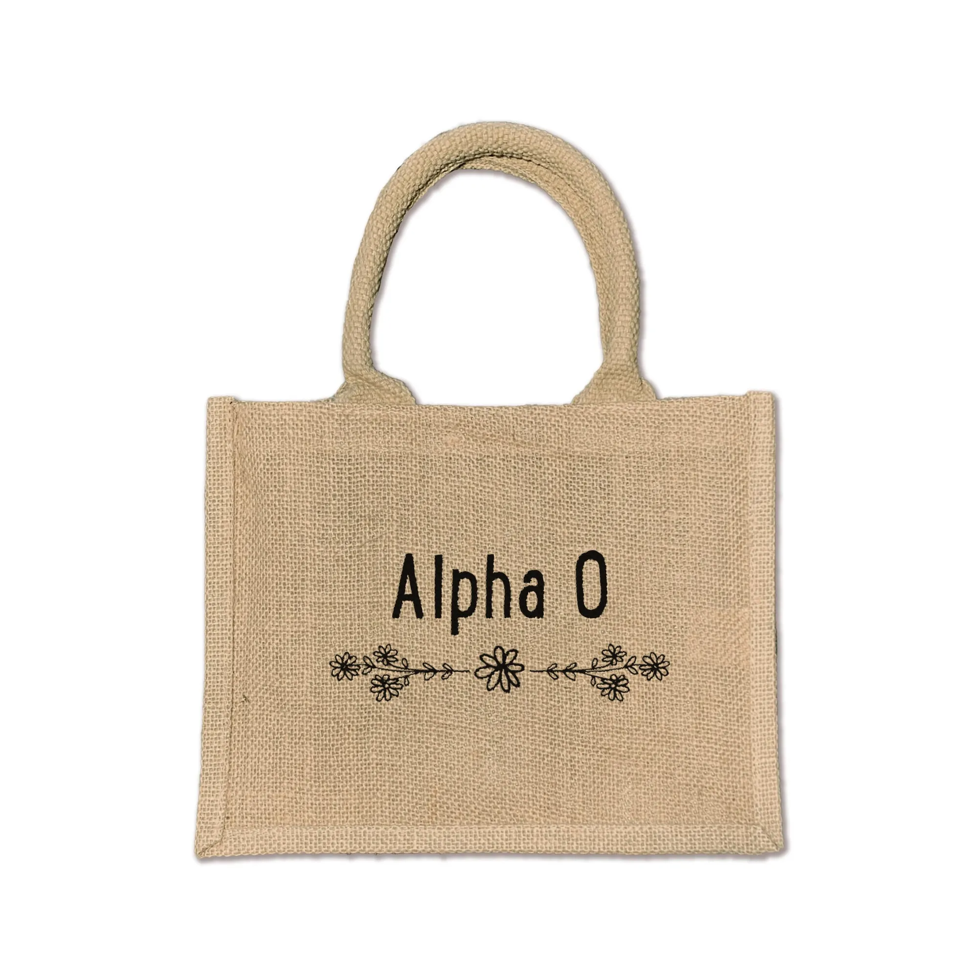 Alpha Omicron Pi Floral Burlap Sorority Tote Bag – Perfect for Greek Life and College
