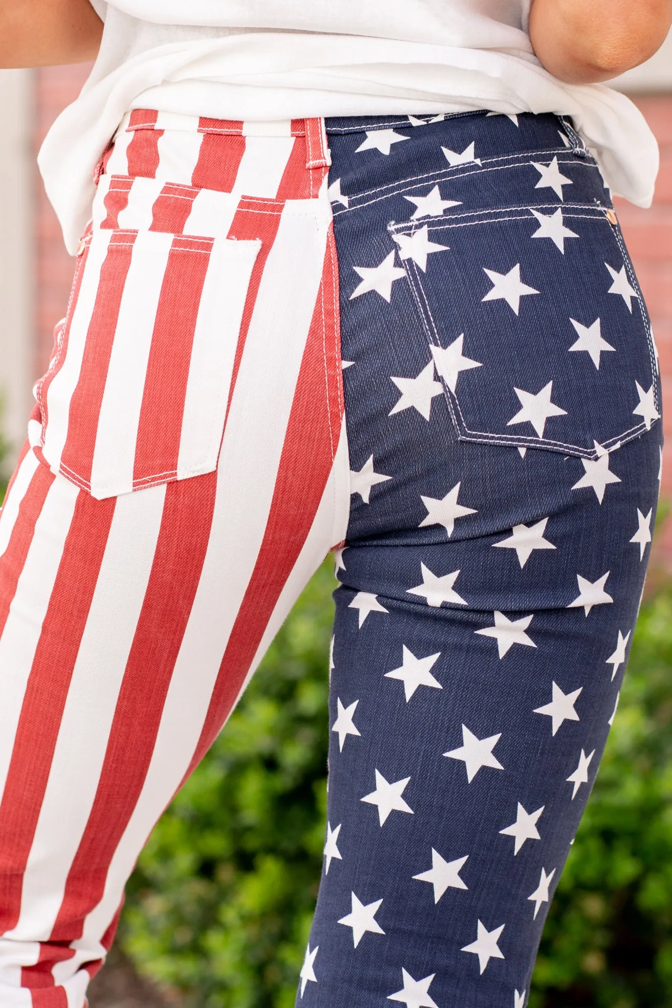 American Flag Print High Rise Flare