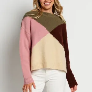 APERO Vivienne Knit Jumper - Cream, Green, Pink, Brown