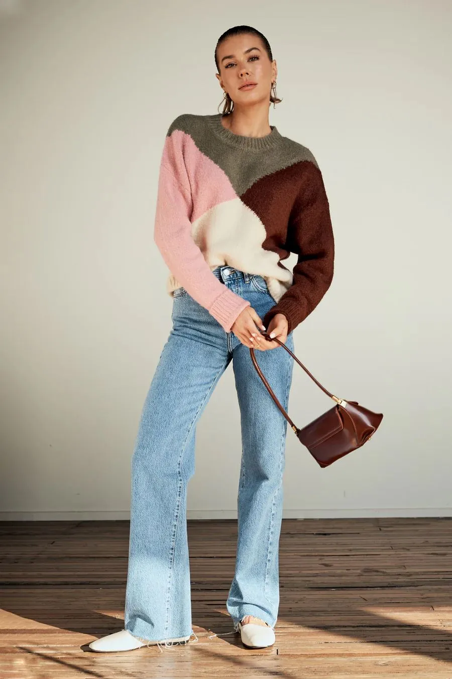APERO Vivienne Knit Jumper - Cream, Green, Pink, Brown