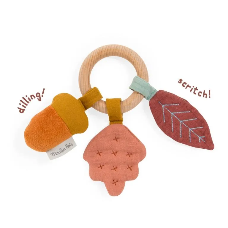 Apres la pluie Wooden oak tree ring rattle