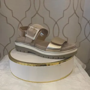 ARA MARBELLA GOLD METALLIC/SAND SUEDE SANDAL