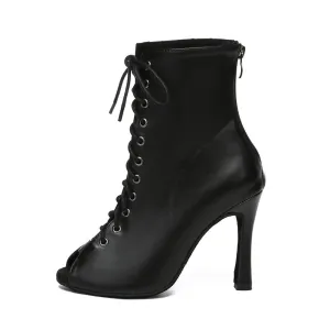 Black Open Toe Sexy Latin Ankle Booties