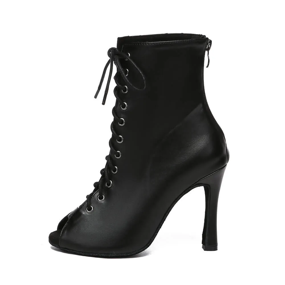 Black Open Toe Sexy Latin Ankle Booties