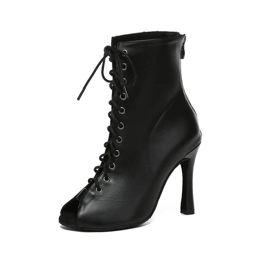 Black Open Toe Sexy Latin Ankle Booties