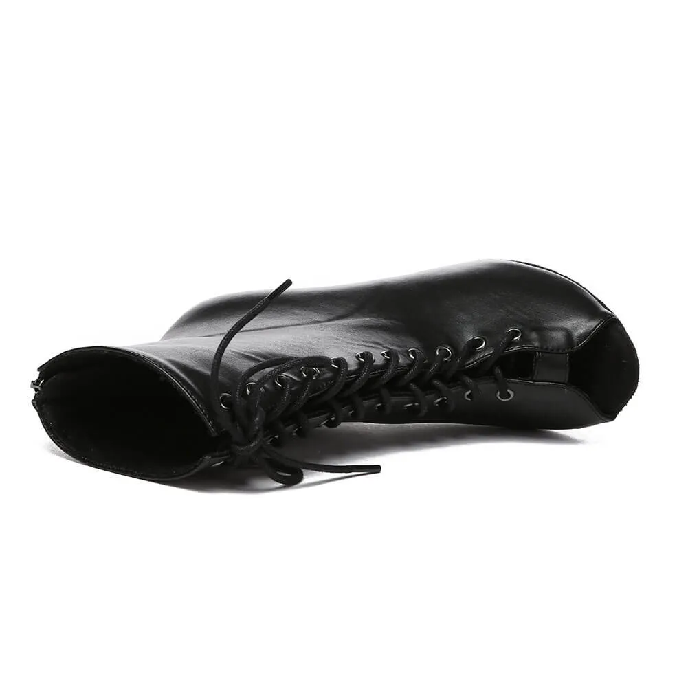 Black Open Toe Sexy Latin Ankle Booties