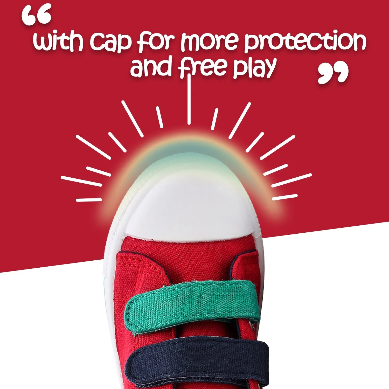 Blue and Green Velcro Red Canvas Sneakers