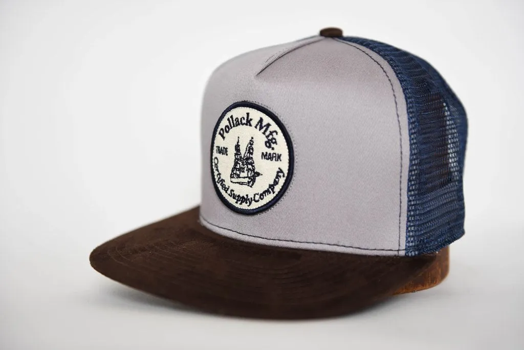 BLUE WITH BROWN SUEDE TRUCKER
