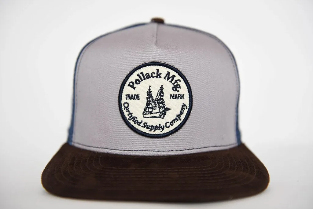 BLUE WITH BROWN SUEDE TRUCKER