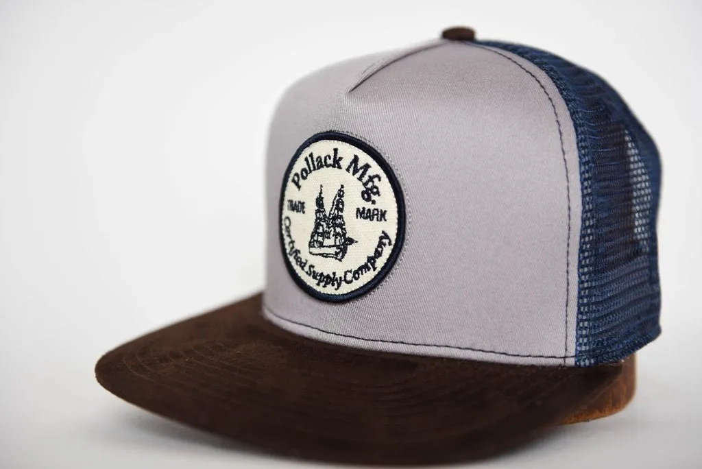 BLUE WITH BROWN SUEDE TRUCKER