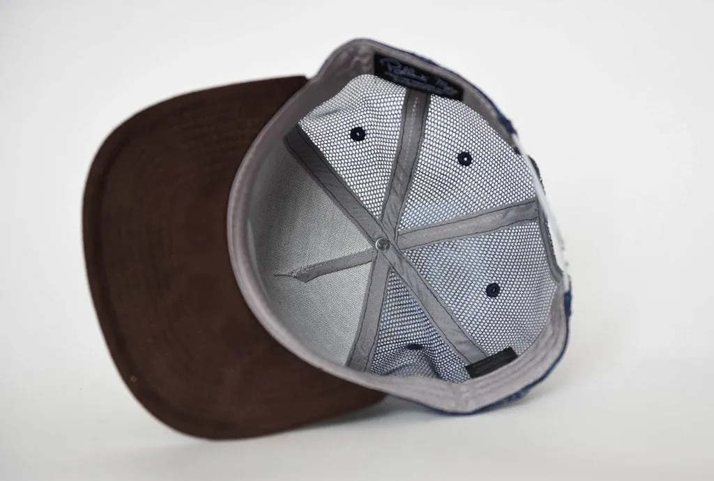 BLUE WITH BROWN SUEDE TRUCKER
