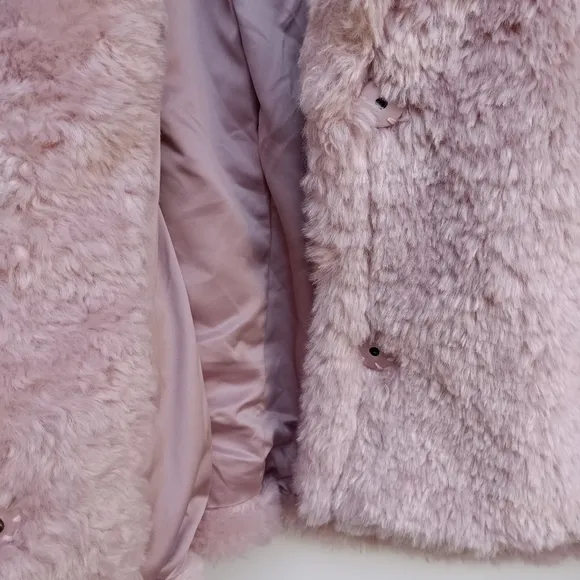 Boden Pink Sherpa Fleece Cropped Faux Fur Coat Size 16/18