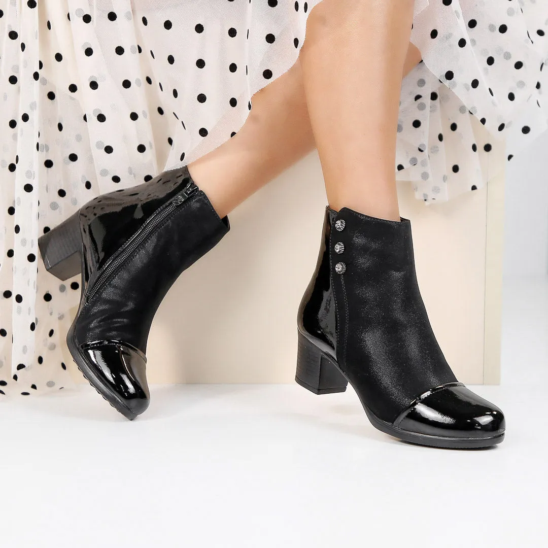 Botine dama Brooke - Black Leather