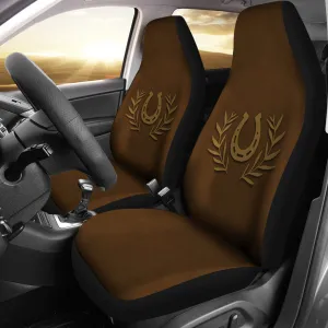 Brown Faux Suede Car Seat Covers With Horseshoe Design Seat Protectors