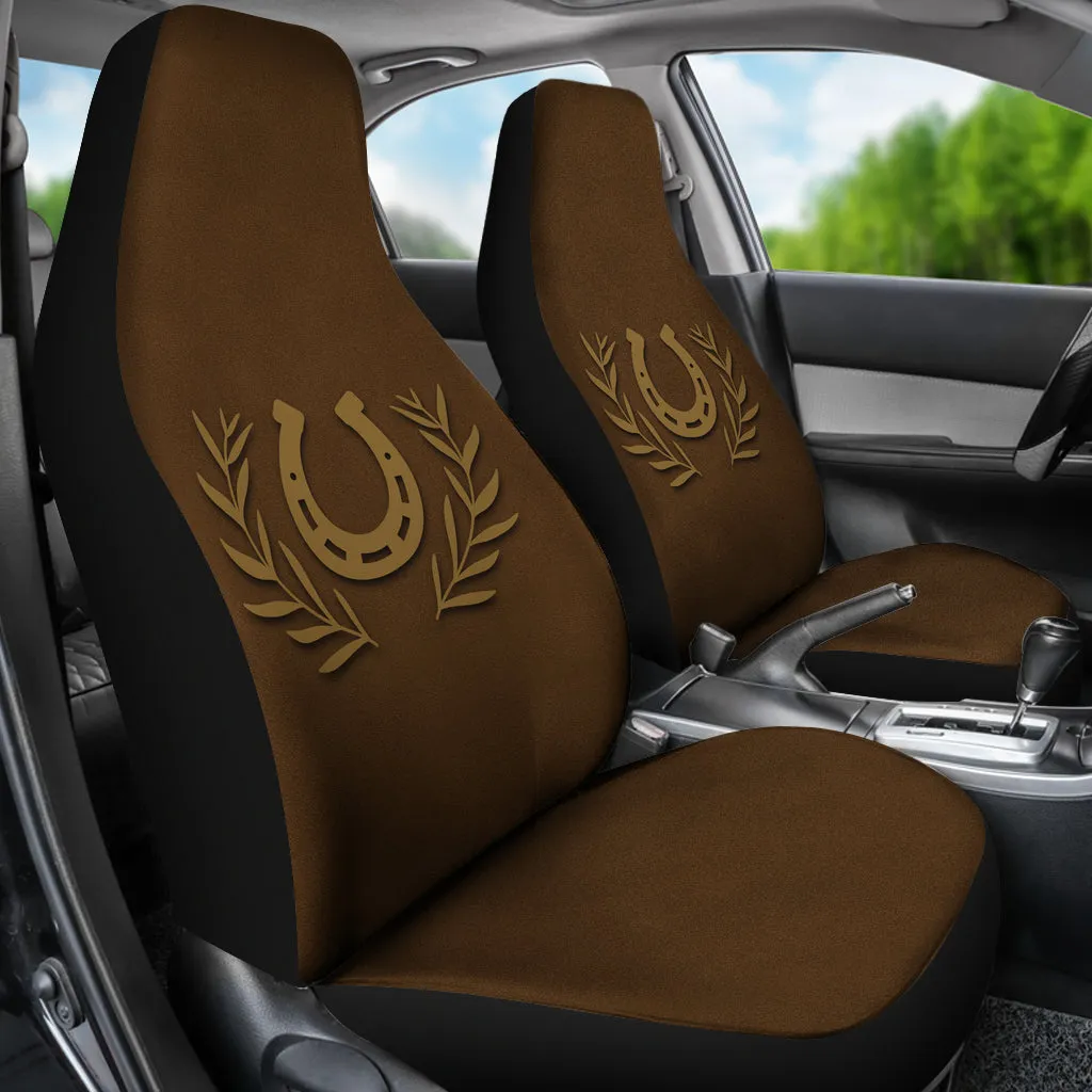 Brown Faux Suede Car Seat Covers With Horseshoe Design Seat Protectors