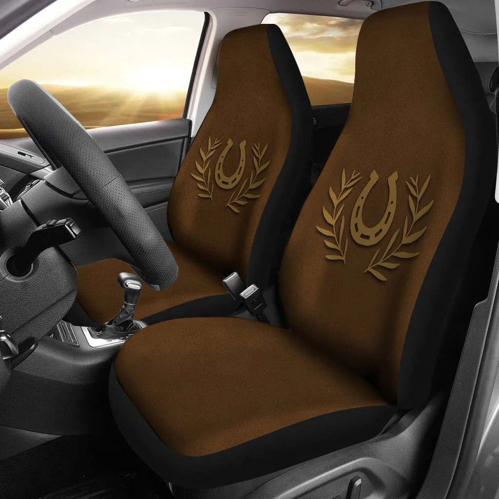 Brown Faux Suede Car Seat Covers With Horseshoe Design Seat Protectors