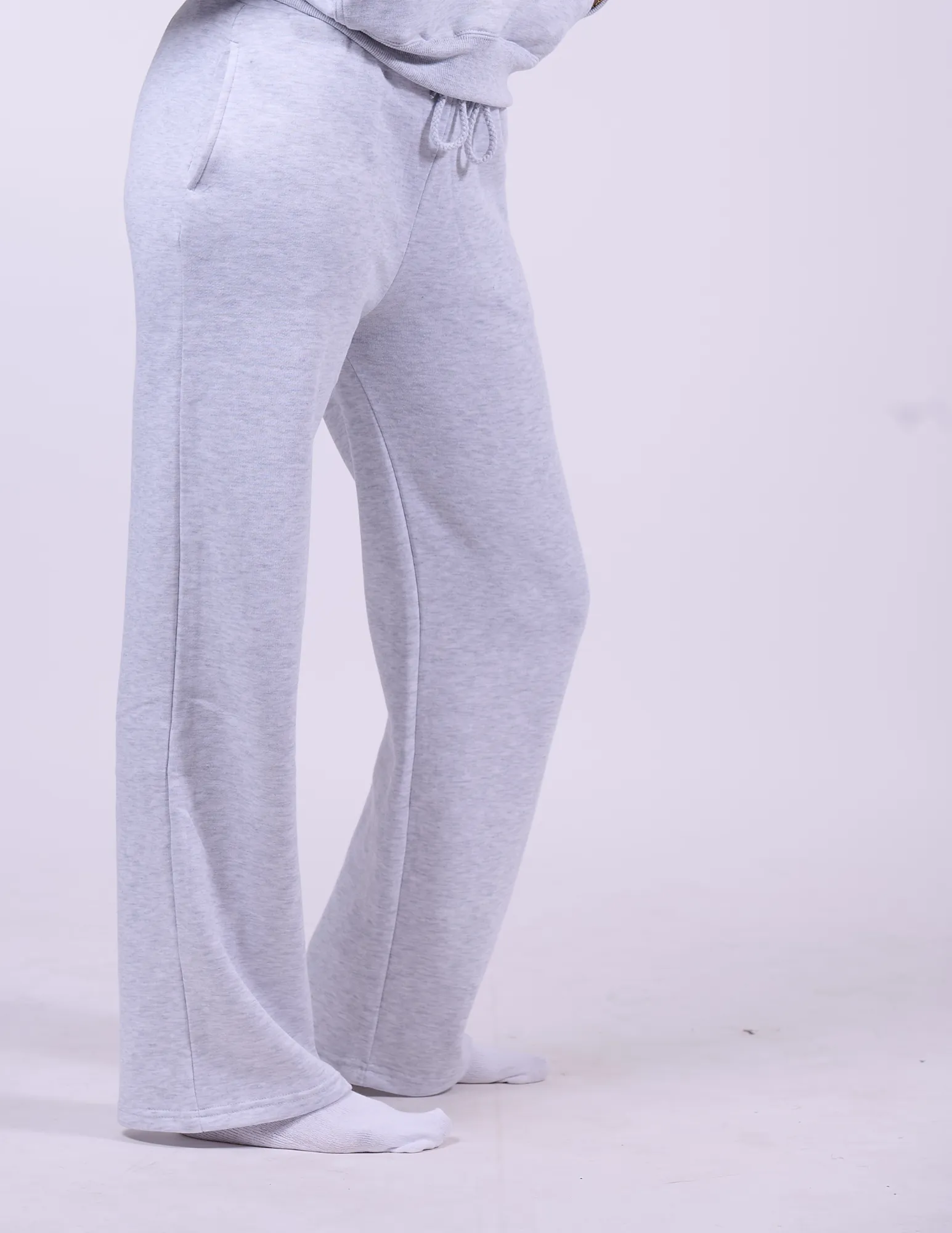 Butter Fleece Wide-Legged Pants | Ice Grey