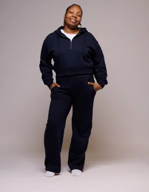 Butter Fleece Wide-Legged Pants | Navy