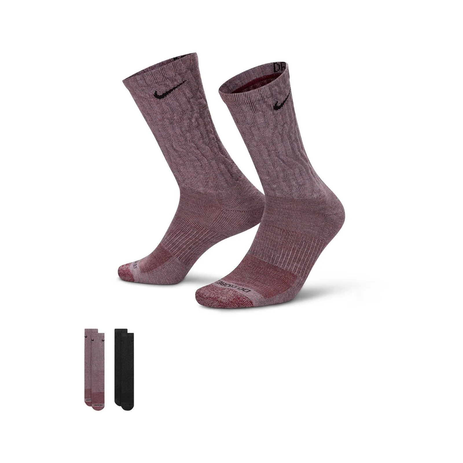 CALZE NIKE COPPIA RUNNING FITNESS SOCKS GRIGIO LILLA 2PAIA EVERYDAY PLUS