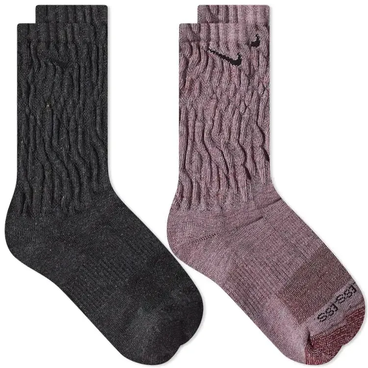CALZE NIKE COPPIA RUNNING FITNESS SOCKS GRIGIO LILLA 2PAIA EVERYDAY PLUS