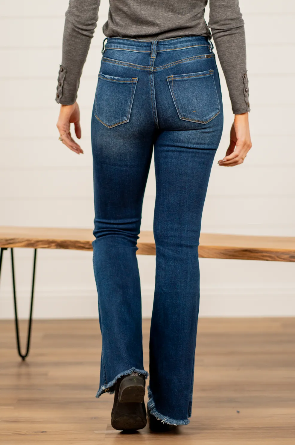 Carson High Rise Fray Hem Flare