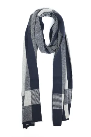 CHECKERED PANEL SCARF-NAVY