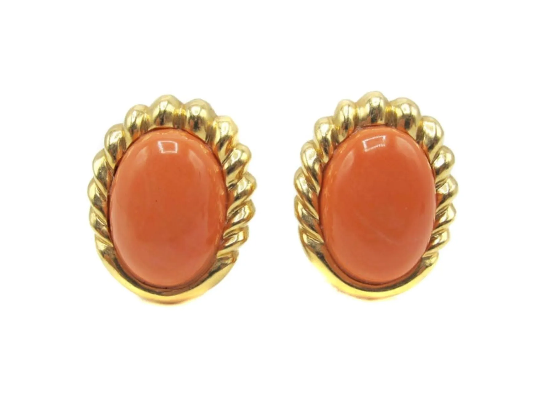 Chic Mediterranean Coral Gold Ear Clips