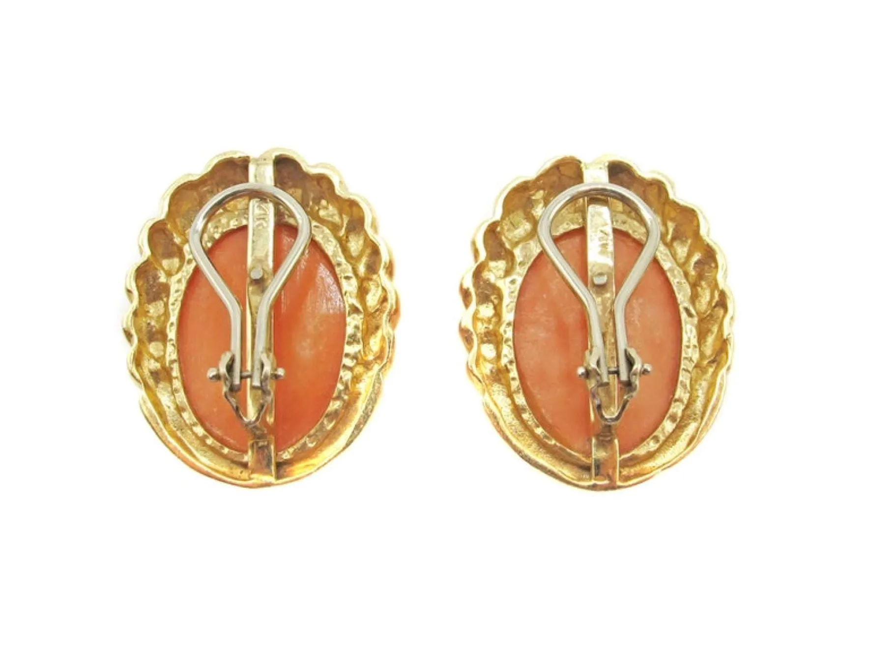 Chic Mediterranean Coral Gold Ear Clips