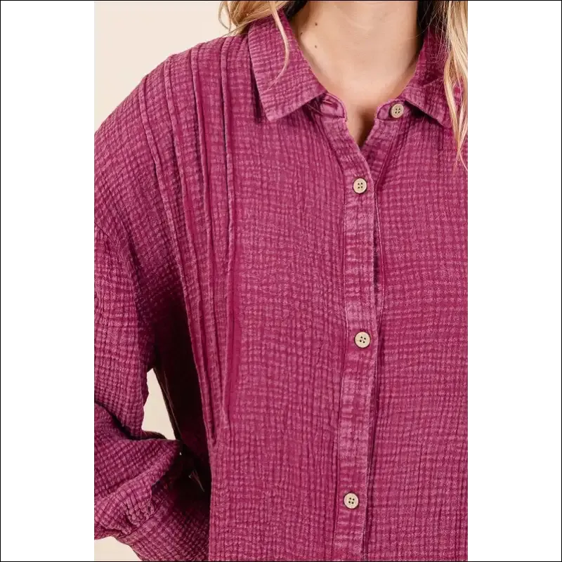 Chic Mineral Wash Ruffle Midi Shirt Dress