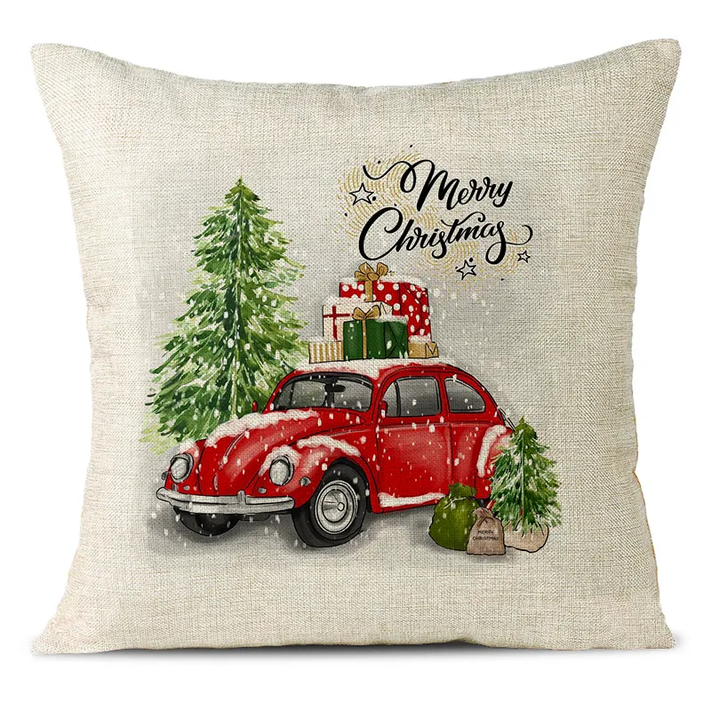 Christmas Themed Linen Pillowcase