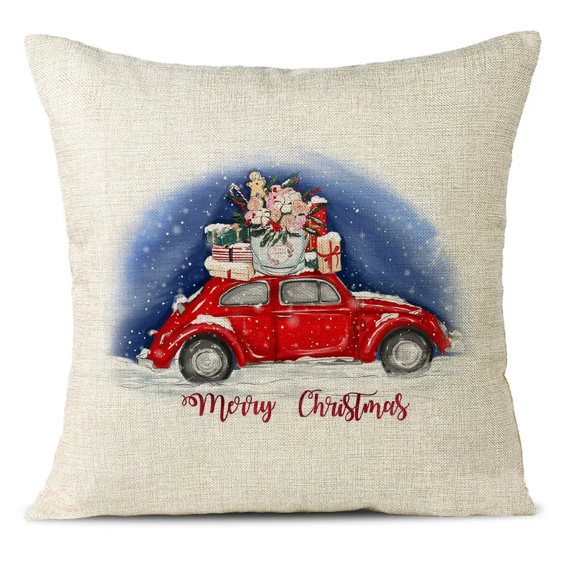 Christmas Themed Linen Pillowcase