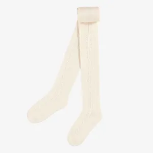 Collant crème avec motif en pointelle, enfant  ||  Cream tights with a pointelle pattern, child
