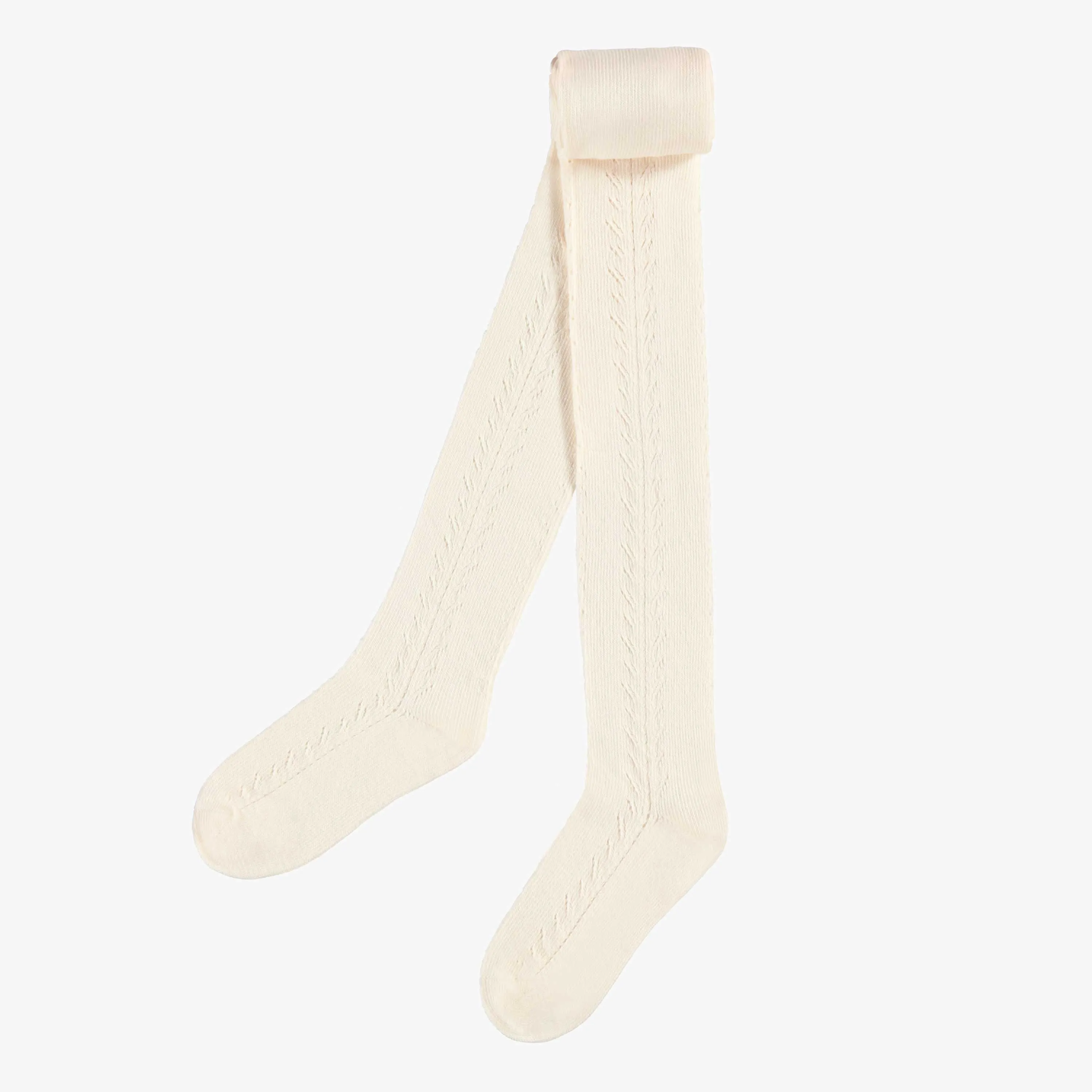 Collant crème avec motif en pointelle, enfant  ||  Cream tights with a pointelle pattern, child