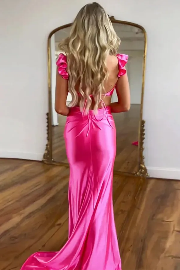 Cute Mermaid Cutout Waist Grey Long Prom Dress Party Dress TP1386