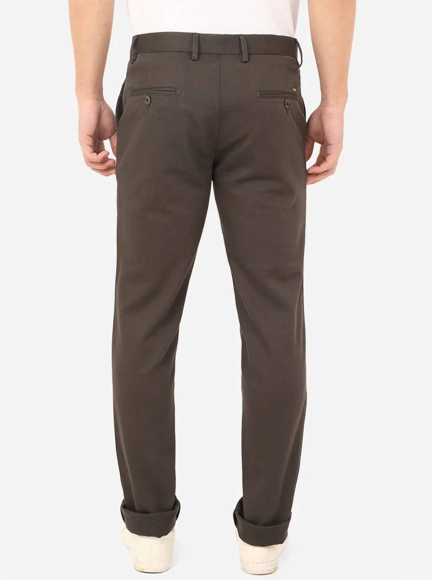 Dark Grey Solid Uno Fit Casual Trouser | JadeBlue