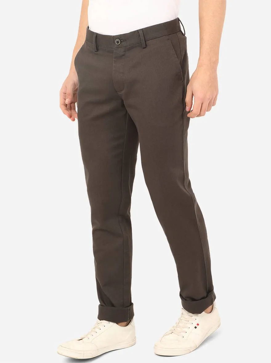 Dark Grey Solid Uno Fit Casual Trouser | JadeBlue