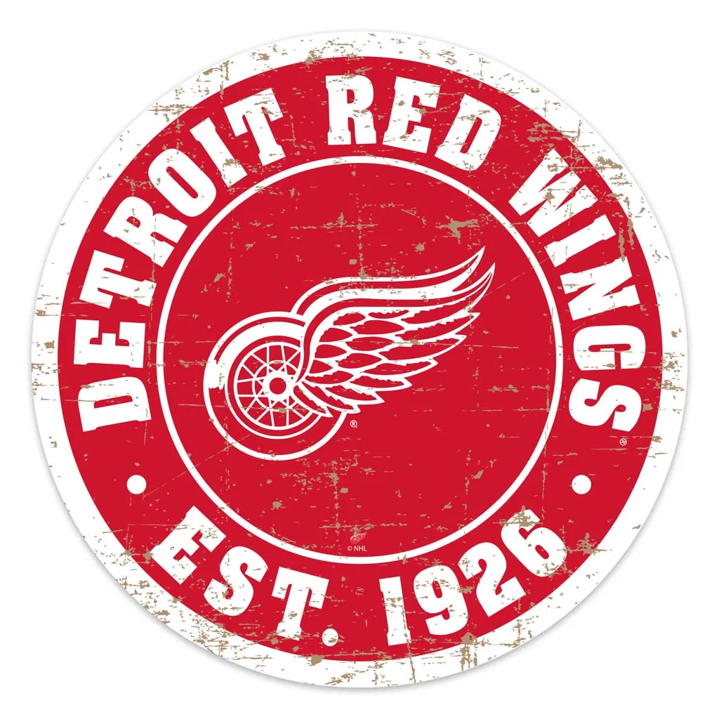 Detroit Red Wings Wall Sign - 22" Round Distressed